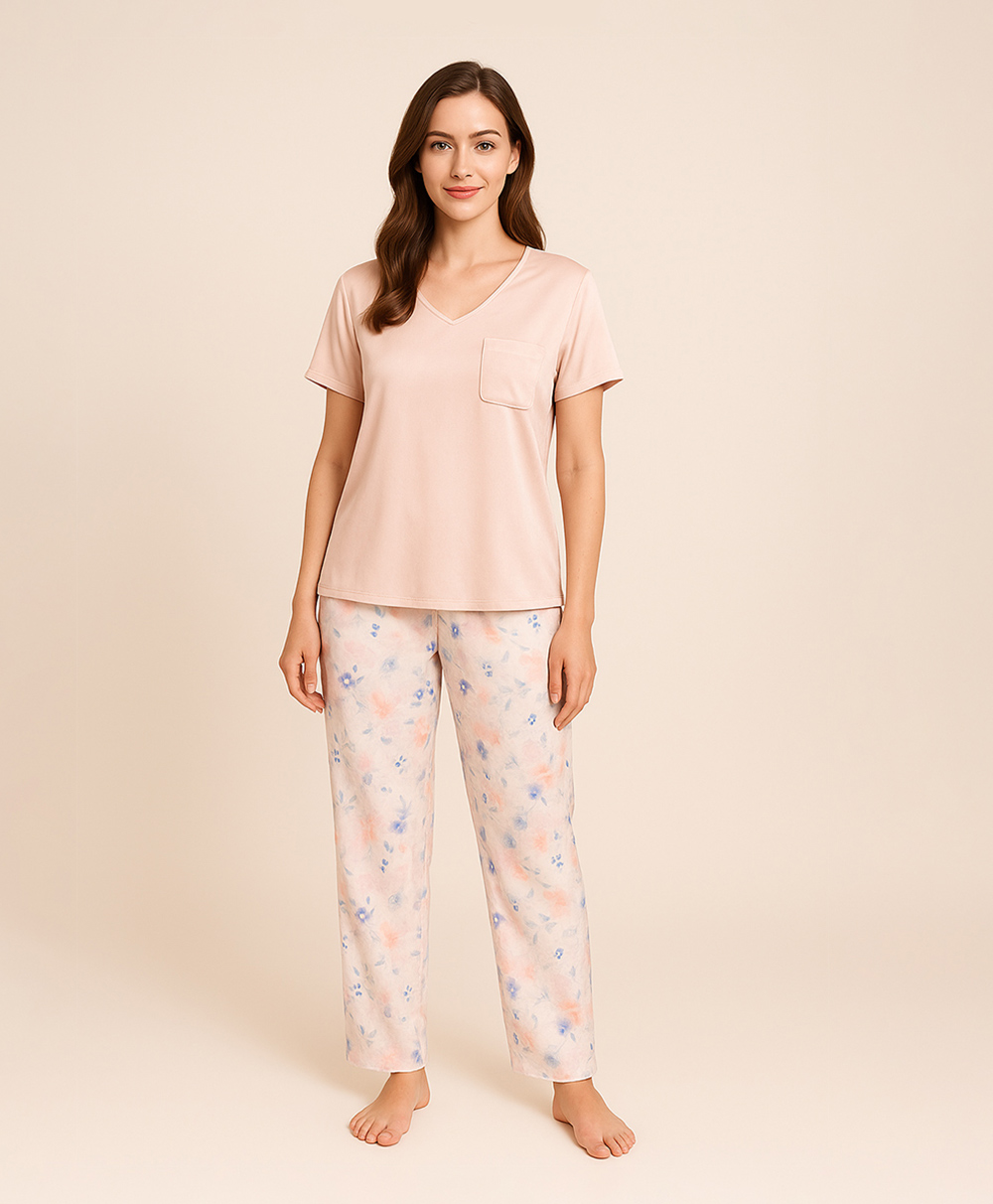 Sorella Loungewear Radiant Bloom Pajama Set S30-PA2373 - Peach