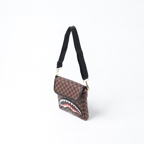 Sprayground Tas SPRAYGROUND SAWTOOTH SHARKS IN PARIS BROWN SLING BAG 100% ORIGINAL