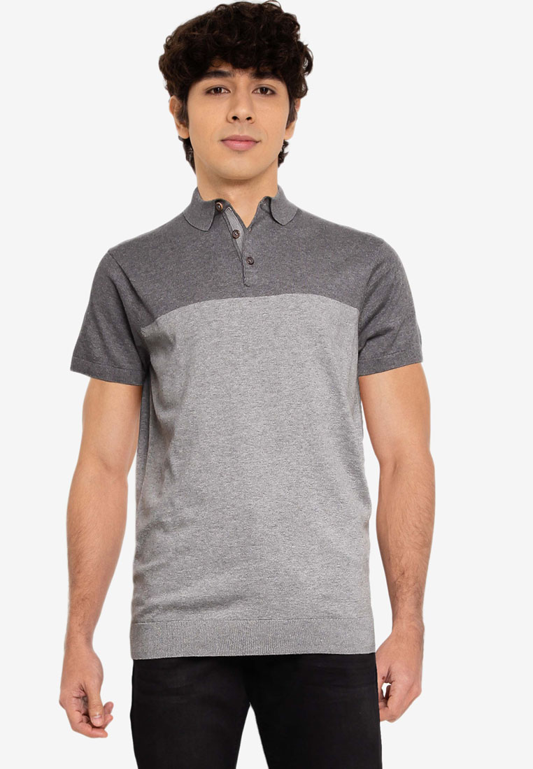 Colour Block Jersey-Knit Polo Shirt