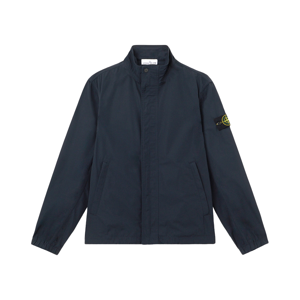 Stone Island 4100033 Micro Twill Stand Collar Jacket with Anti-Drop Navy Blue