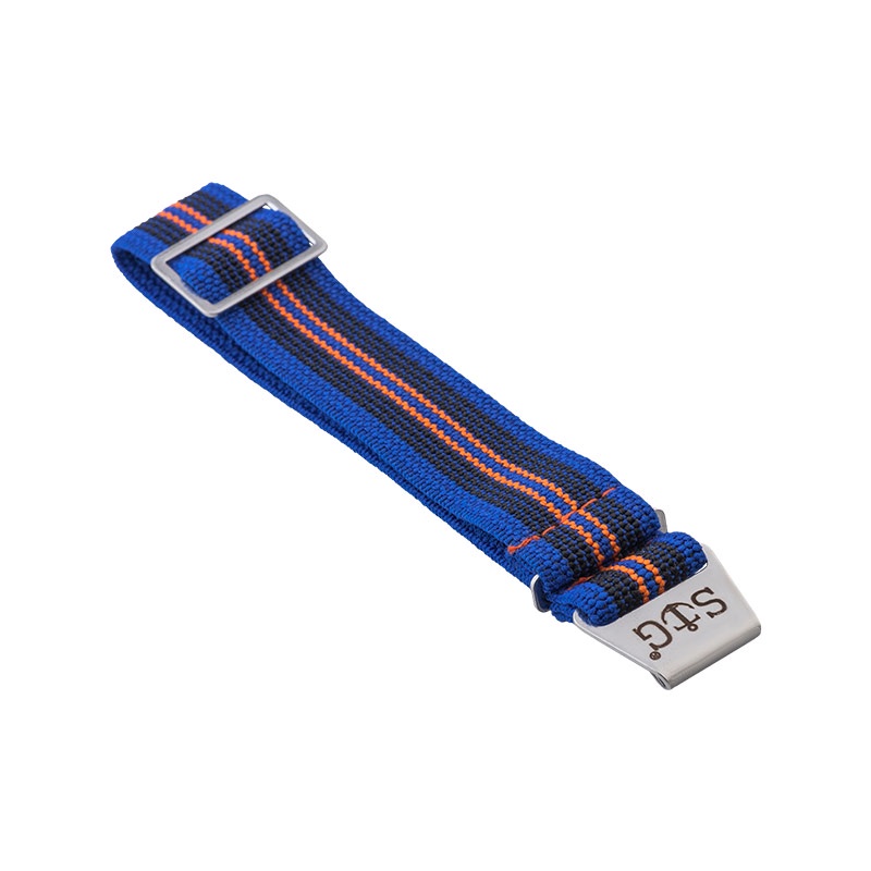 Strap Guy Tali / Strap Jam Tangan Strap Guy MN-SAMUDRA-19A Blue Nylon Orange-Black Stripes Silver Fo