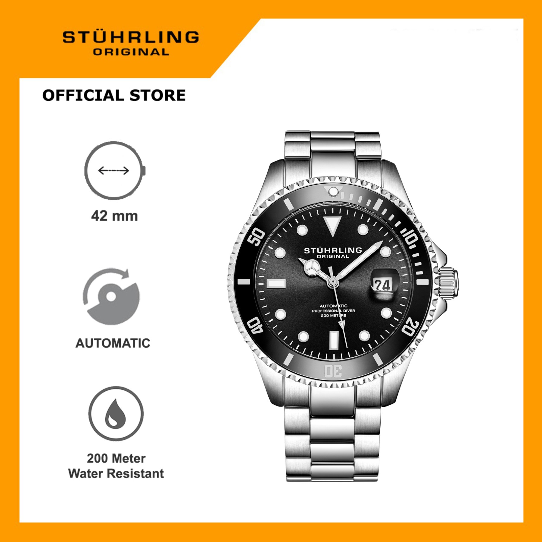Stuhrling Original Regatta 792-01 Jam Tangan Automatic Diver Analog