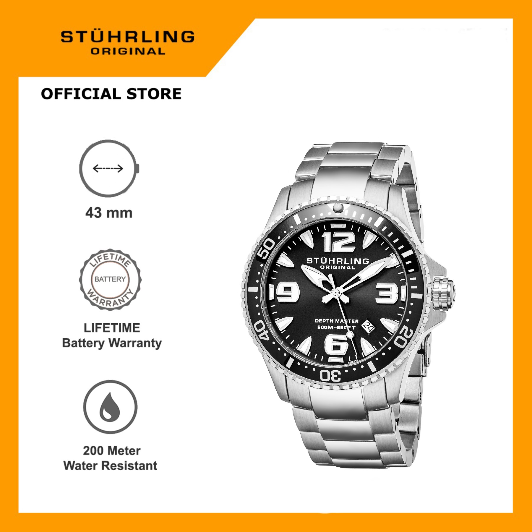 Stuhrling Original Regatta 842-02 Jam Tangan Diver Quartz Analog