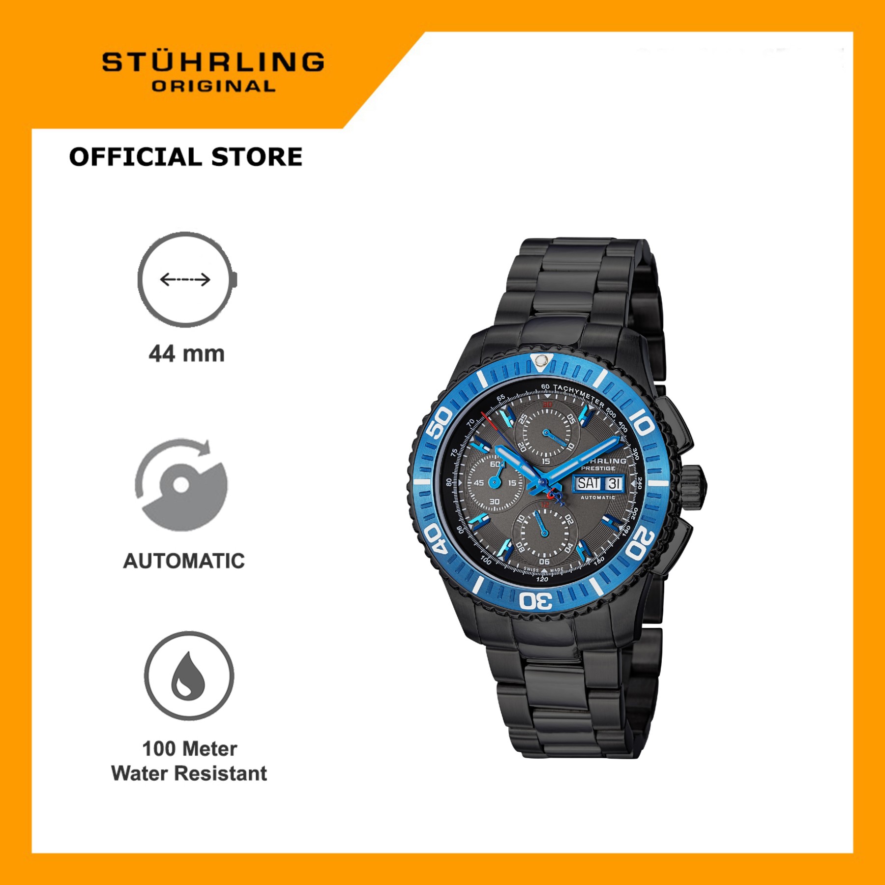 Stuhrling Original Regatta Victoire 319-33LB69 Jam Tangan Swiss Made Valjoux 7750 Analog