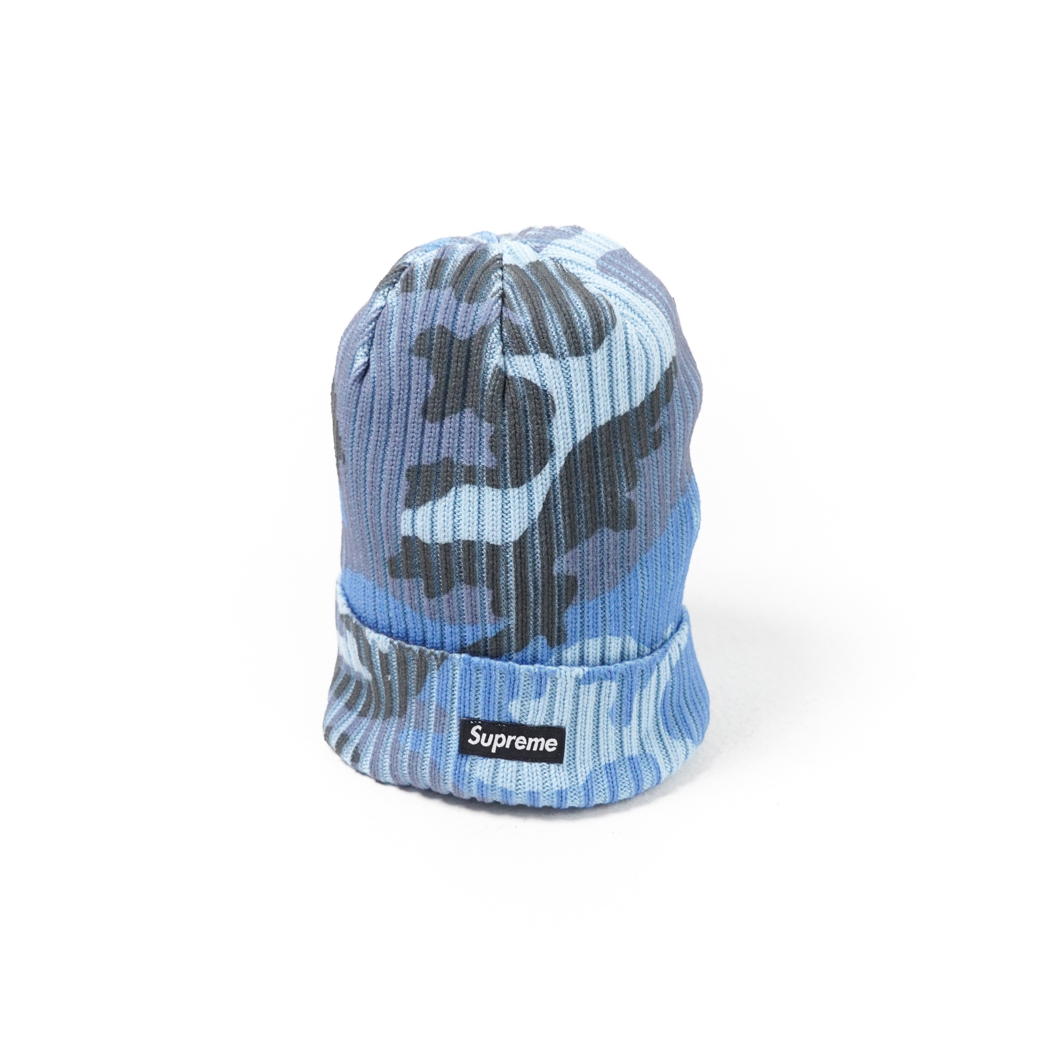 Supreme Topi SUPREME OVERDYED CAMO BLUE BEANIE 100% ORIGINAL - OS