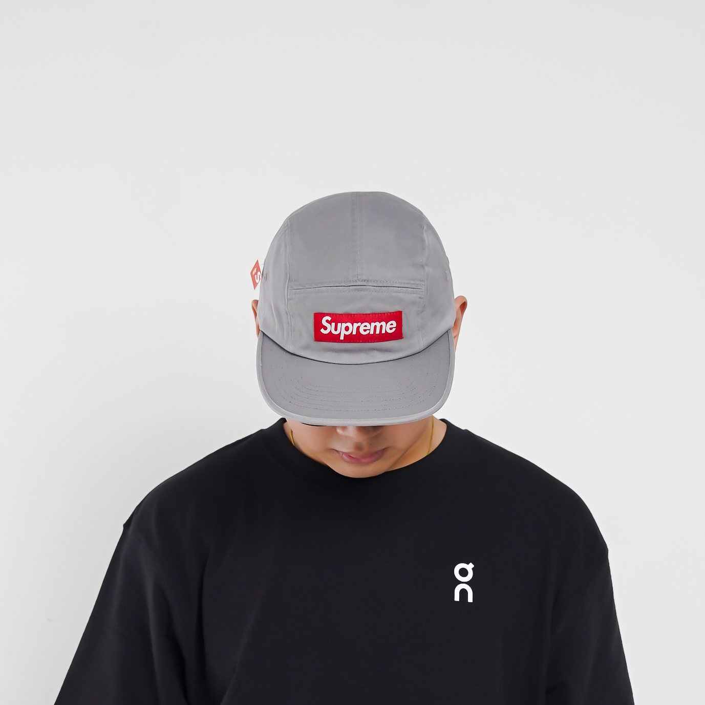 Supreme Topi SUPREME WASHED CHINO TWILL CAMP GREY CAP 100% ORIGINAL - OS ADJUST