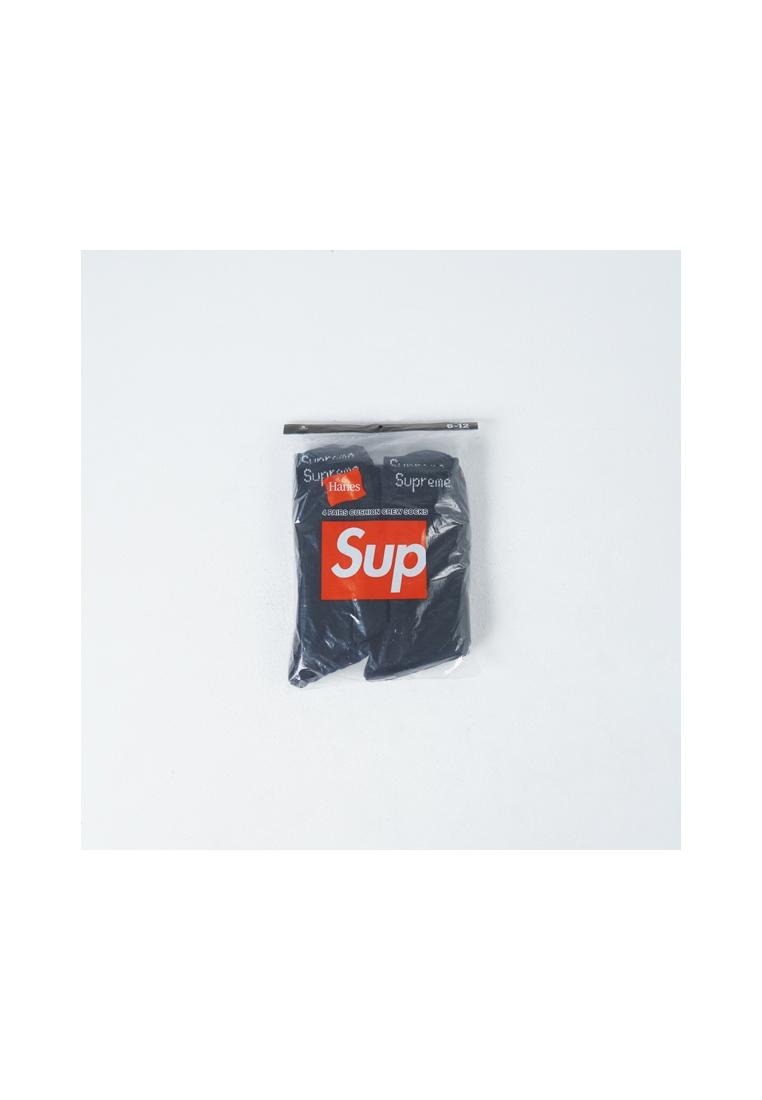 Supreme Kaos Kaki SUPREME HANES CREW BLACK SOCKS 100% ORIGINAL