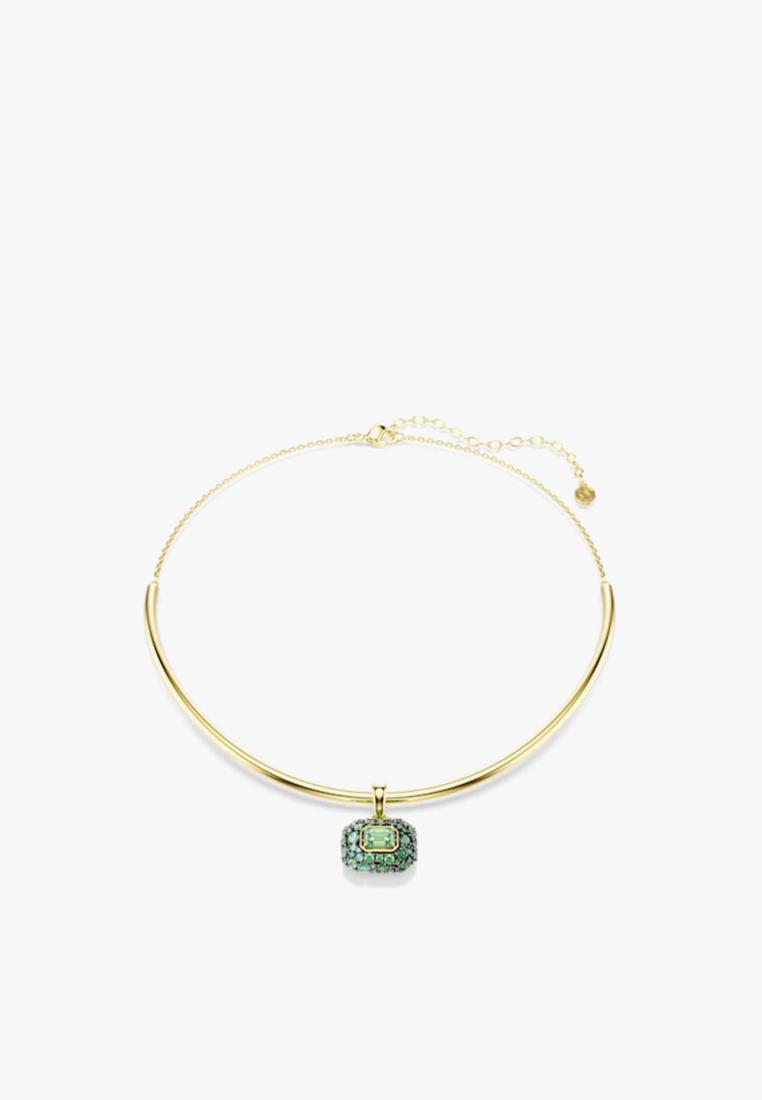Swarovski Sublima choker, Octagon cut, Green, 18K gold finish