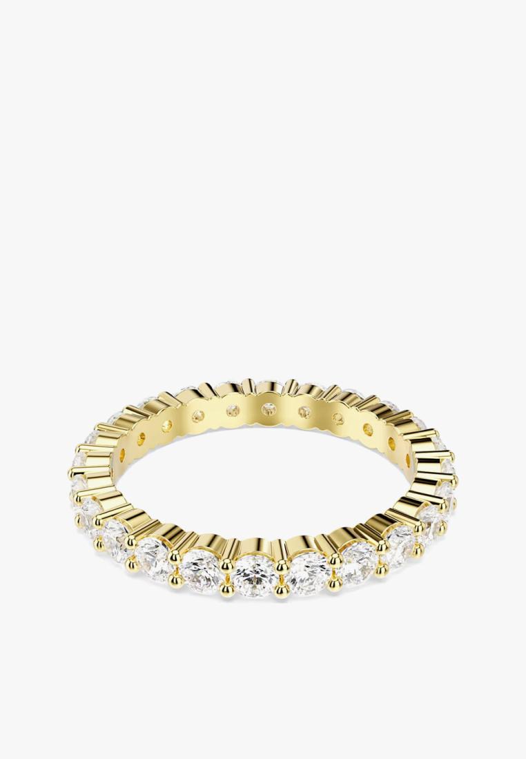 Swarovski Matrix Vittore band ring, Round cut, White, 18K gold finish - 58