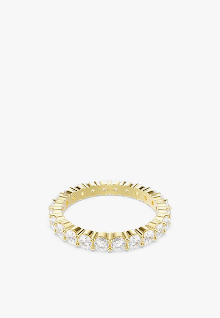 Swarovski Matrix Vittore band ring, Round cut, White, 18K gold finish - 52