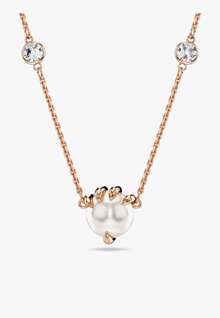 Swarovski Dragon & Phoenix pendant, Crystal pearls, Dragon's claw, White, 18K rose gold finish - Whi