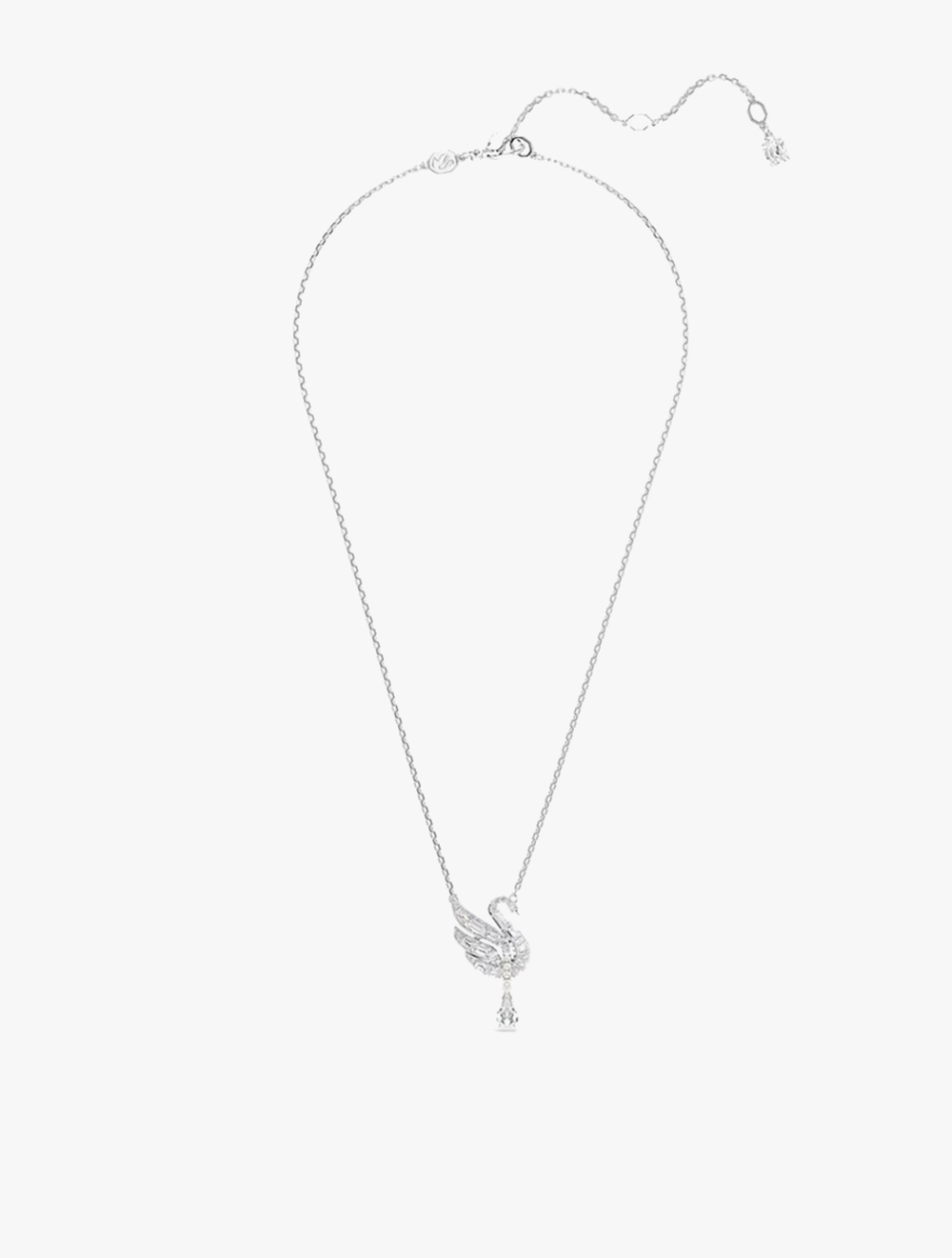 Swarovski Swan Pendant, Swan, White, Rhodium Plated
