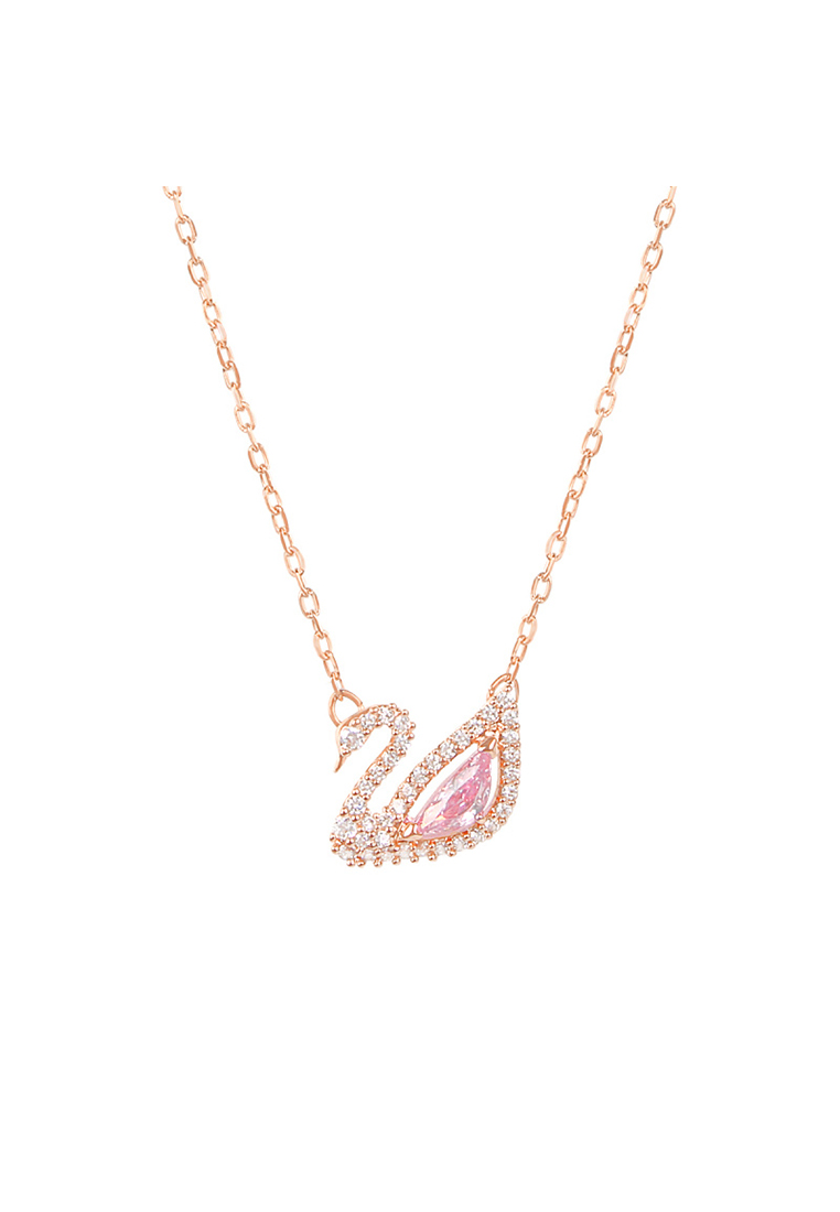 Swarovski Swan Necklace Pink