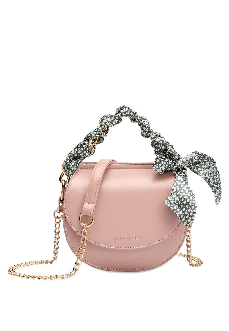 Swiss Polo Women's Chain Shoulder Bag / Sling Bag / Crossbody Bag - Pink
