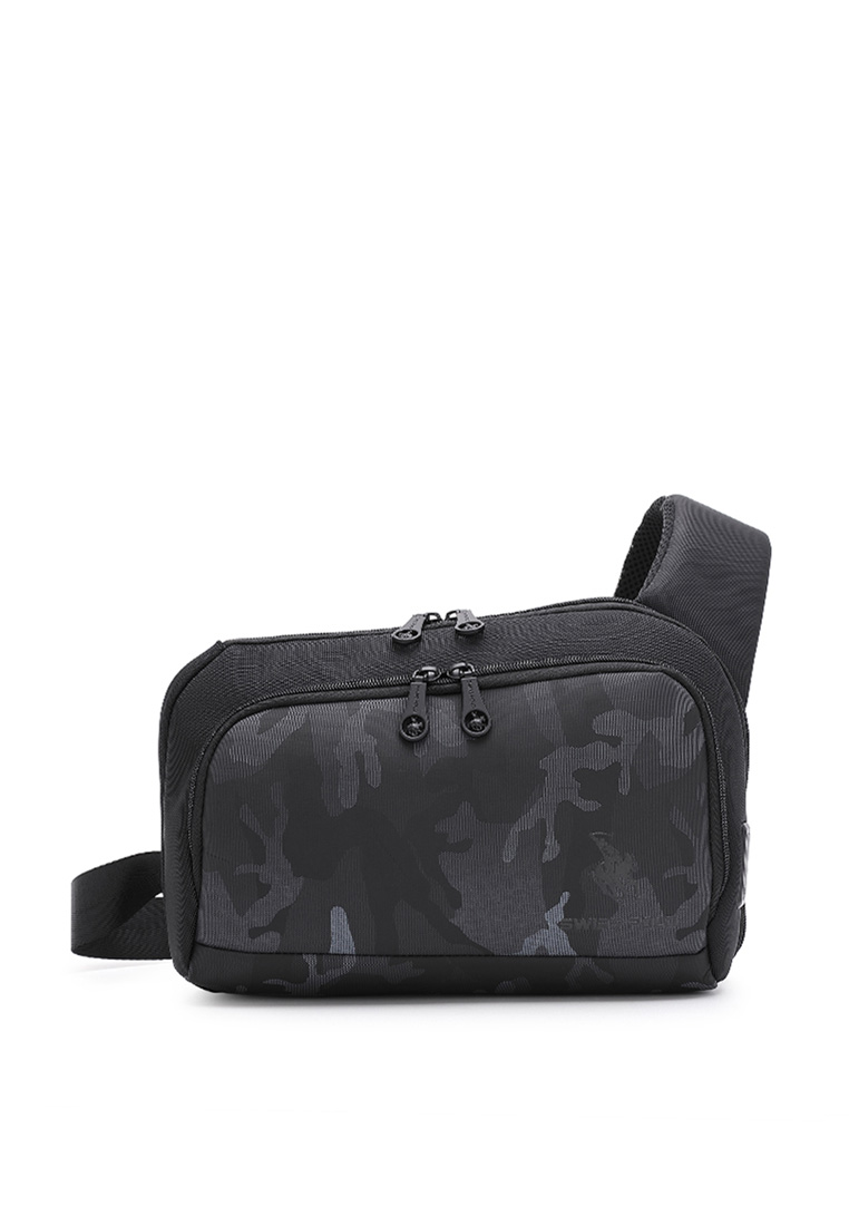 Swiss Polo Men's Sling Bag / Chest Bag / Crossbody Bag (Tas Dada / Tas Selempang Pria) - Black