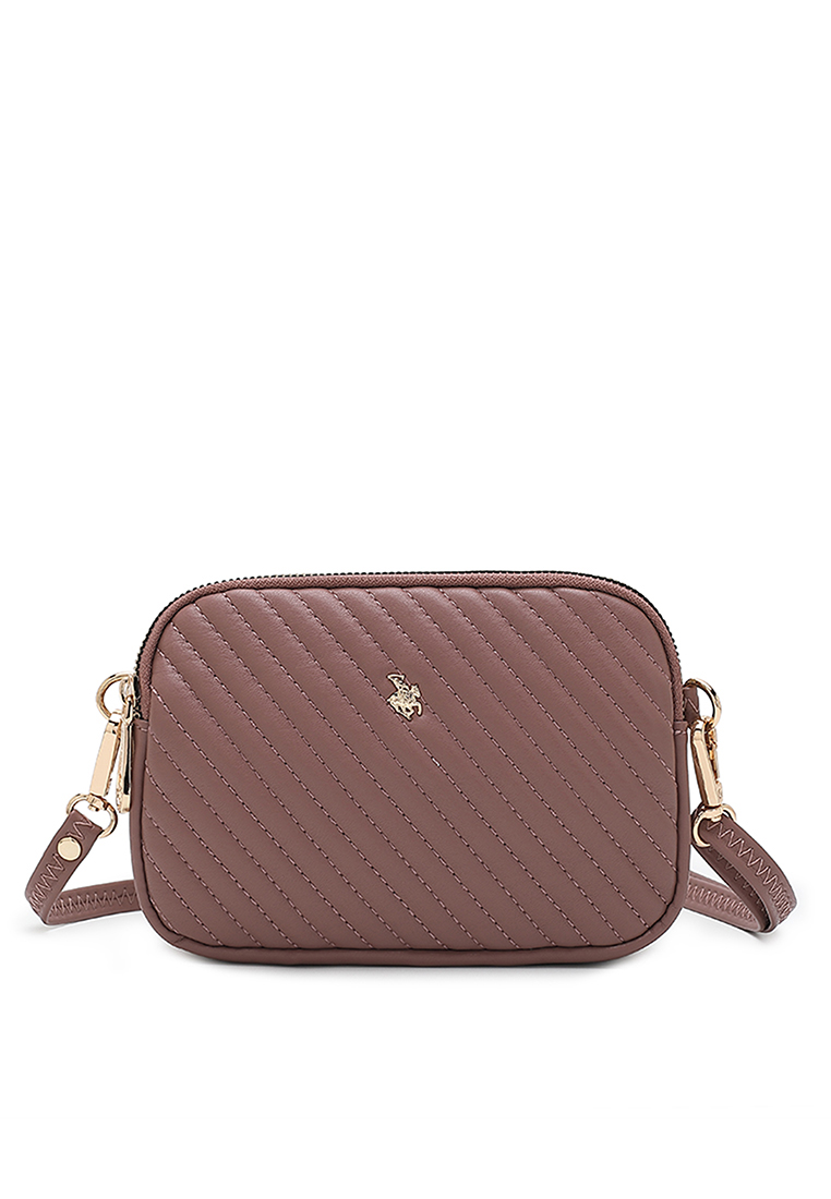 Swiss Polo Quilted Chain Sling Bag / Crossbody Bag - Pink