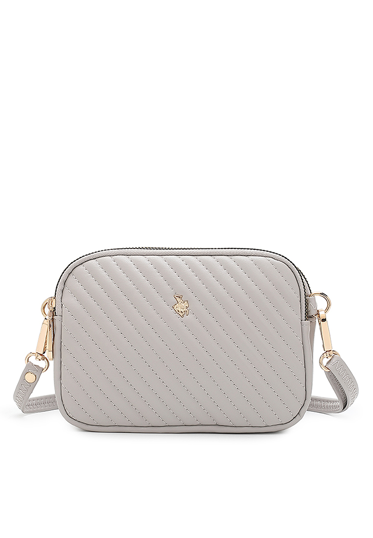 Swiss Polo Quilted Chain Sling Bag / Crossbody Bag - Grey