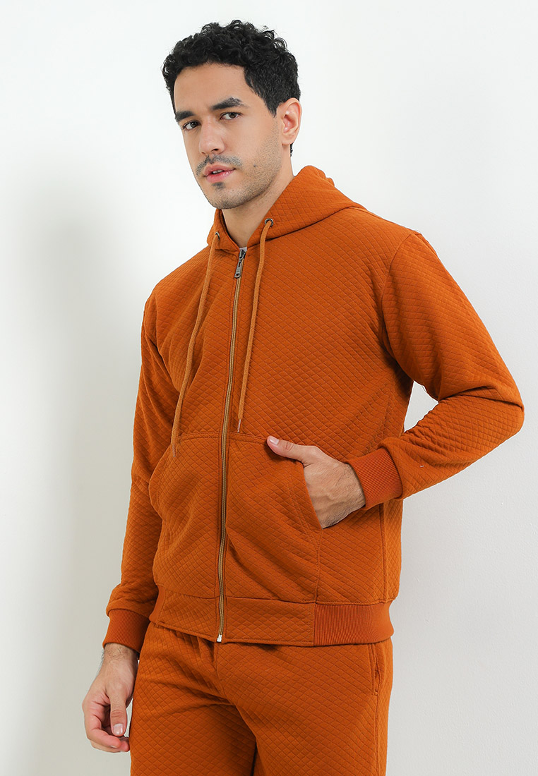 SYZLO Jaket Hoodie Comfy Diamond Fleece - Camel