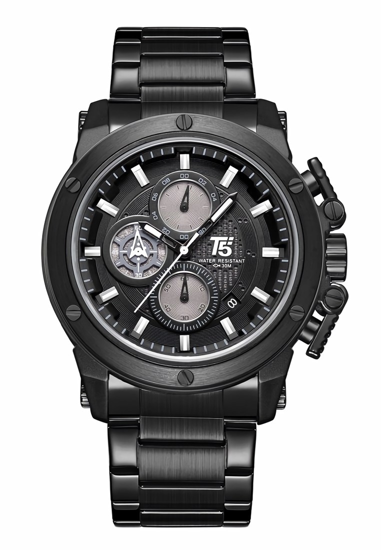 T5 - Jam Tangan Pria - Black - Stainless Steel Bracelet - H3854G-B