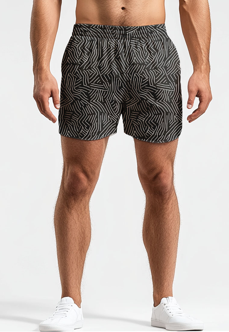 TD Active MB097 Celana Pendek Olahraga Pria Motif 4way Stretch "labyrinth hitam"