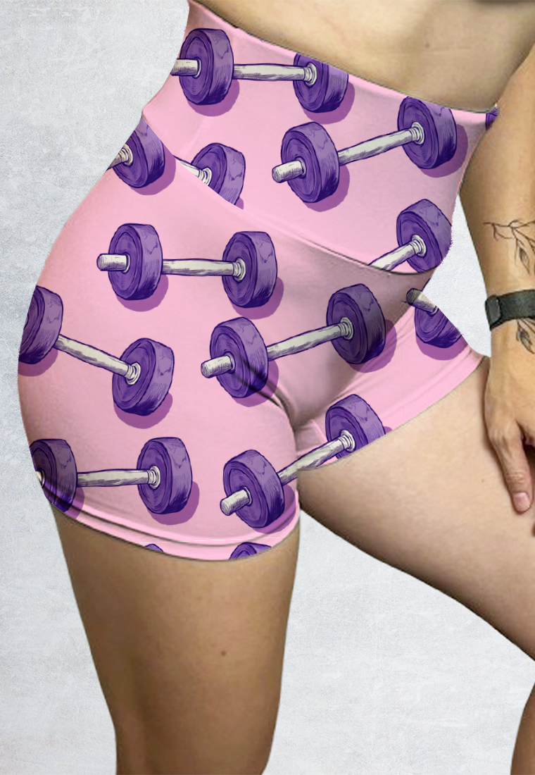 TD Active LB103 Booty Legging Gym Bermotif "pink dumbbell" High Waist Wrap