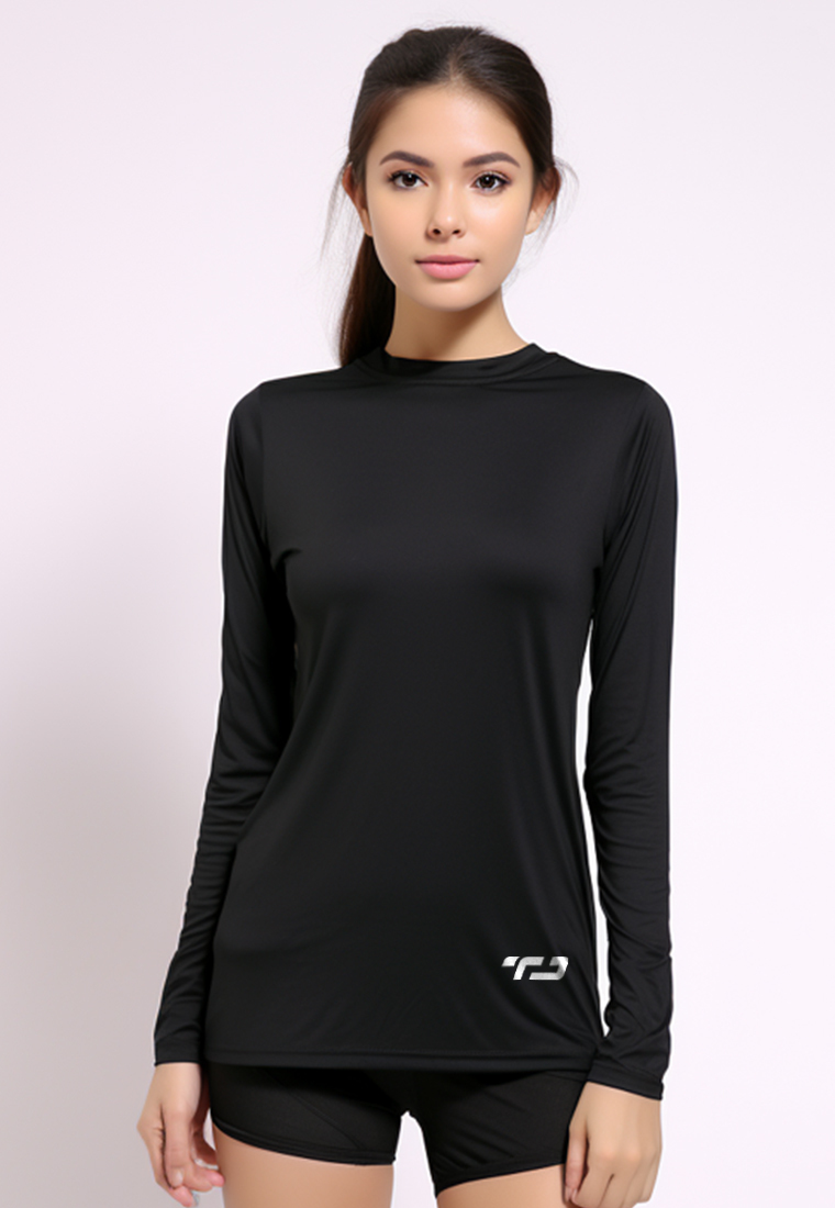 TD Active LSB75 baju olahraga drifit tangan panjang wanita hitam inner sport "td waist" black