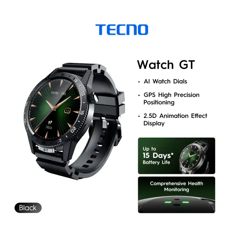 TECNO Watch Jam Tangan Unisex Tecno 8100255622 Watch GT Smartwatch GPS High Precision Positioning + 