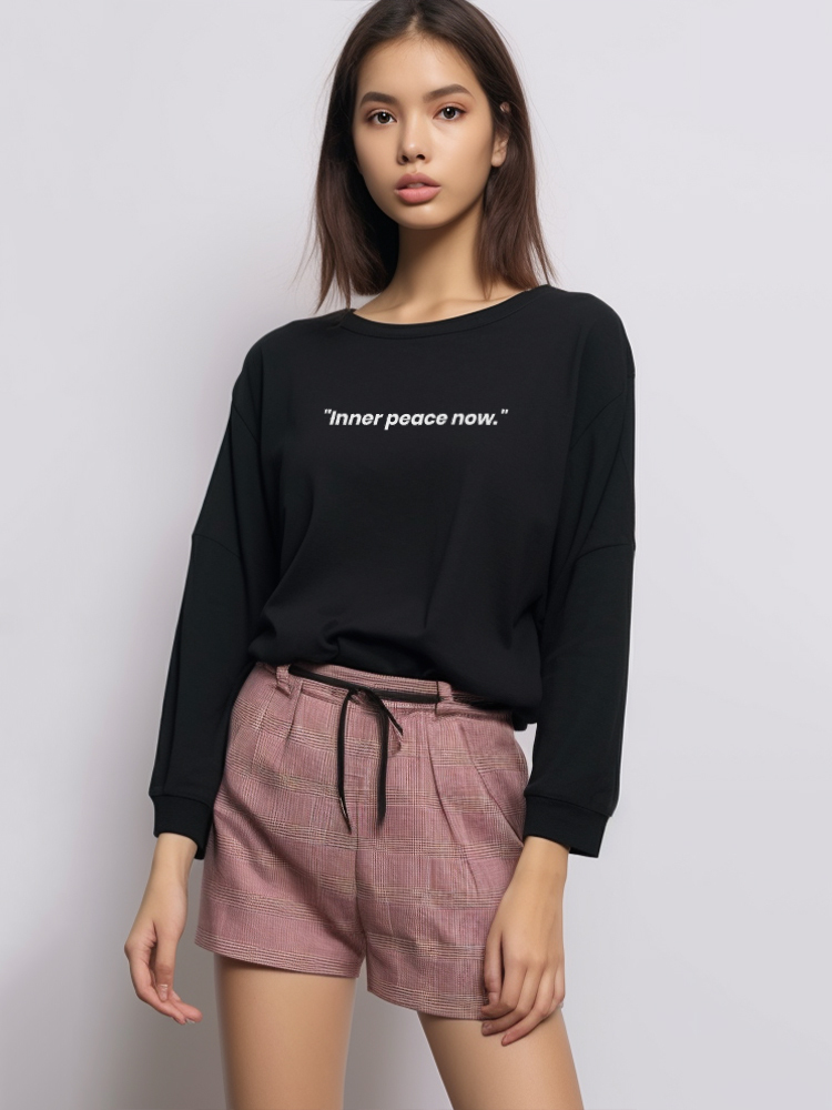 Third Day LTF21 kaos lengan panjang wanita kekinian LV Inner Peace Now hitam