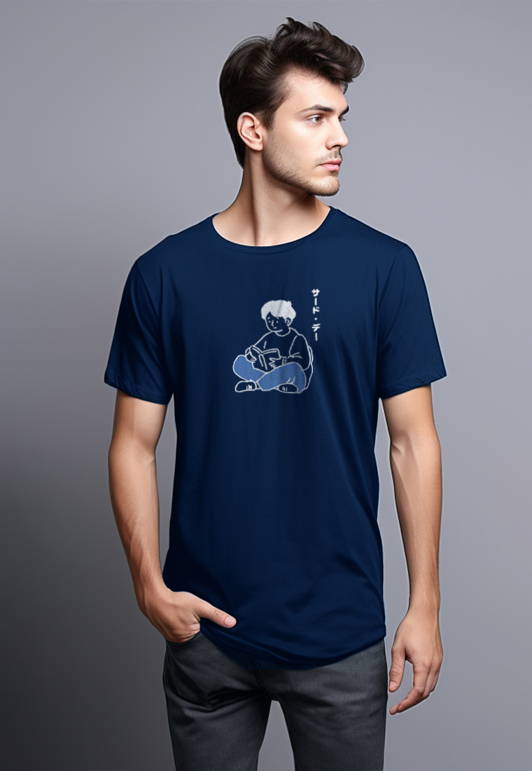 Third Day MTR68 Kaos Distro Gambar Kartun Jepang Aesthetic Instacool "casual reader" navy