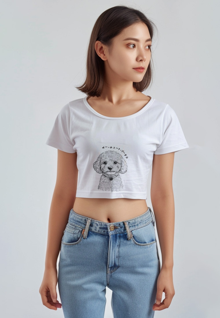 Third Day LTG81 Tank Top Crop RCP Gambar Anjing Poodle Hitam Putih