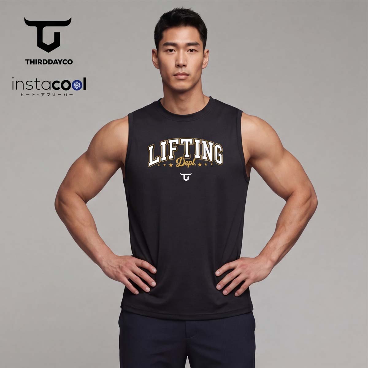 Third Day THIRDDAY Kaos Gym Tanpa Lengan Pria Bahan Instacool Anti Panas Stretchy - Lifting Dept. -