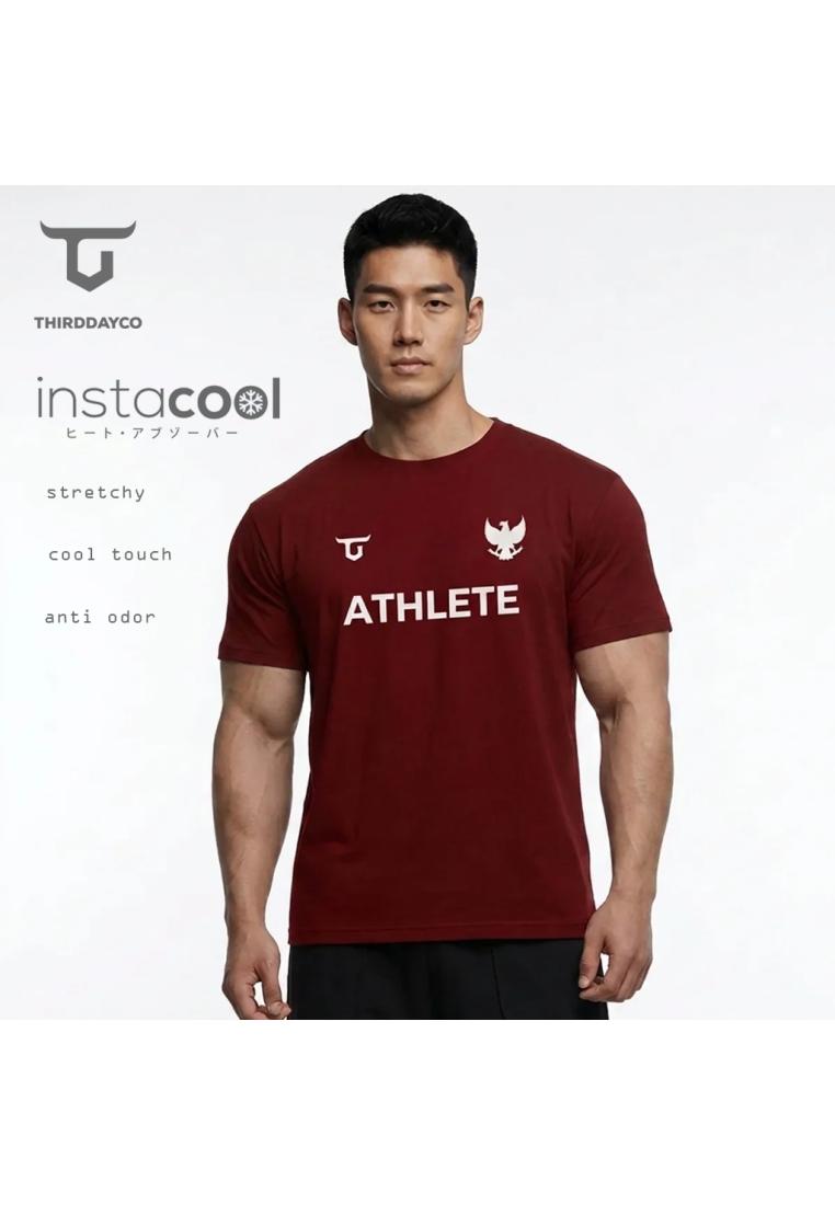 Third Day THIRDDAY Kaos Gym Pria Fitness Regular Fit Instacool Maroon - Indonesia Garuda MUB01