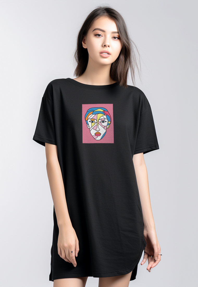 Third Day LTF30 dress hitam casual kaos dress mini dress t shirt dress wanita lady portrait hitam