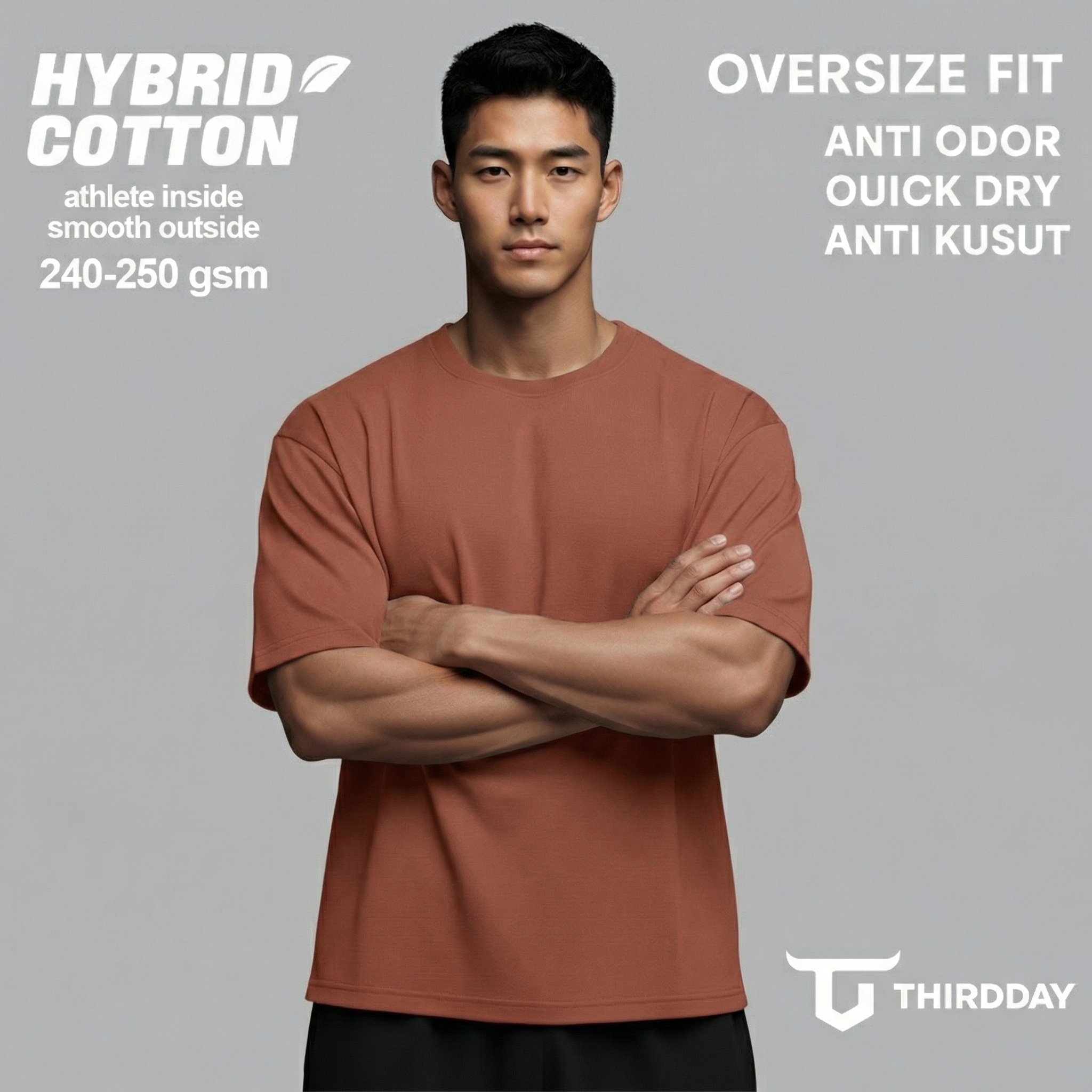 Third Day THIRDDAY Kaos Oversize Gym Tebal 250gsm Hybrid Cotton Polos arabian spice MTY97