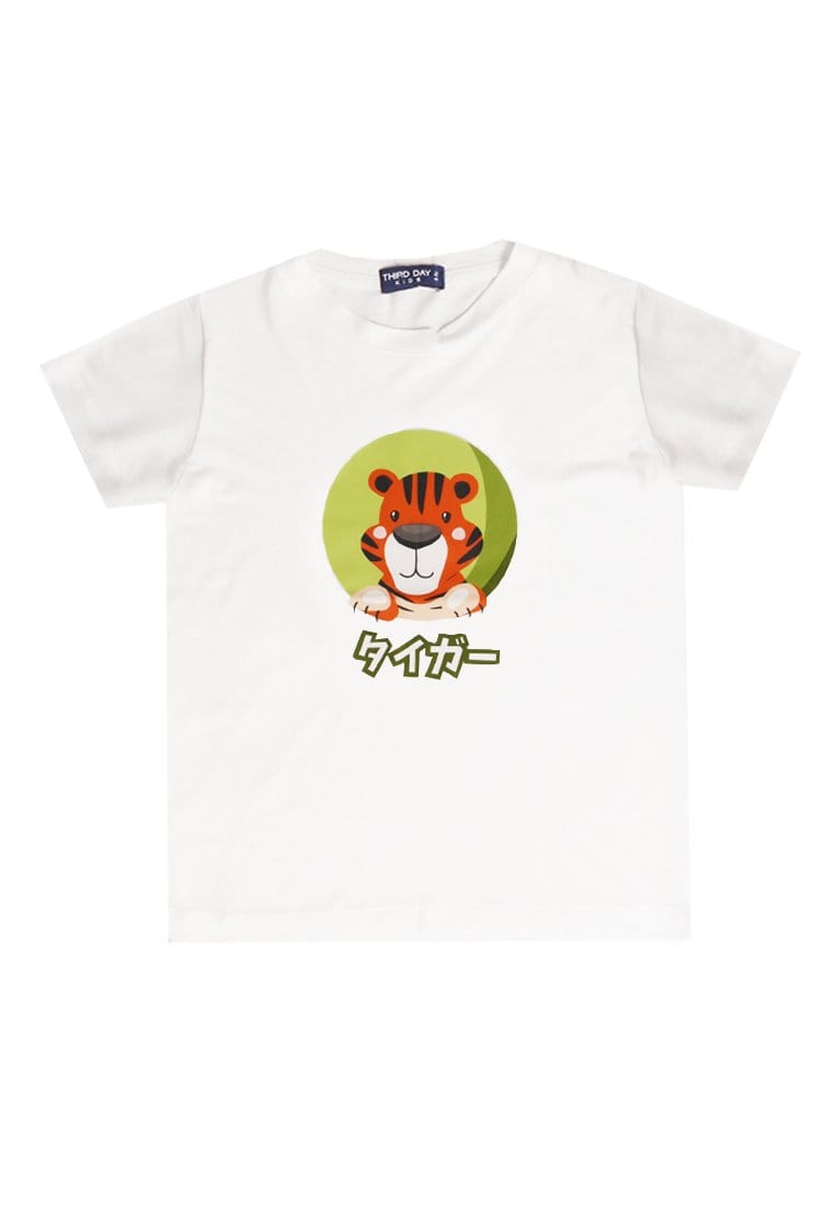 Third Day Kids KU008 kaos anak harimau katakana macan putih