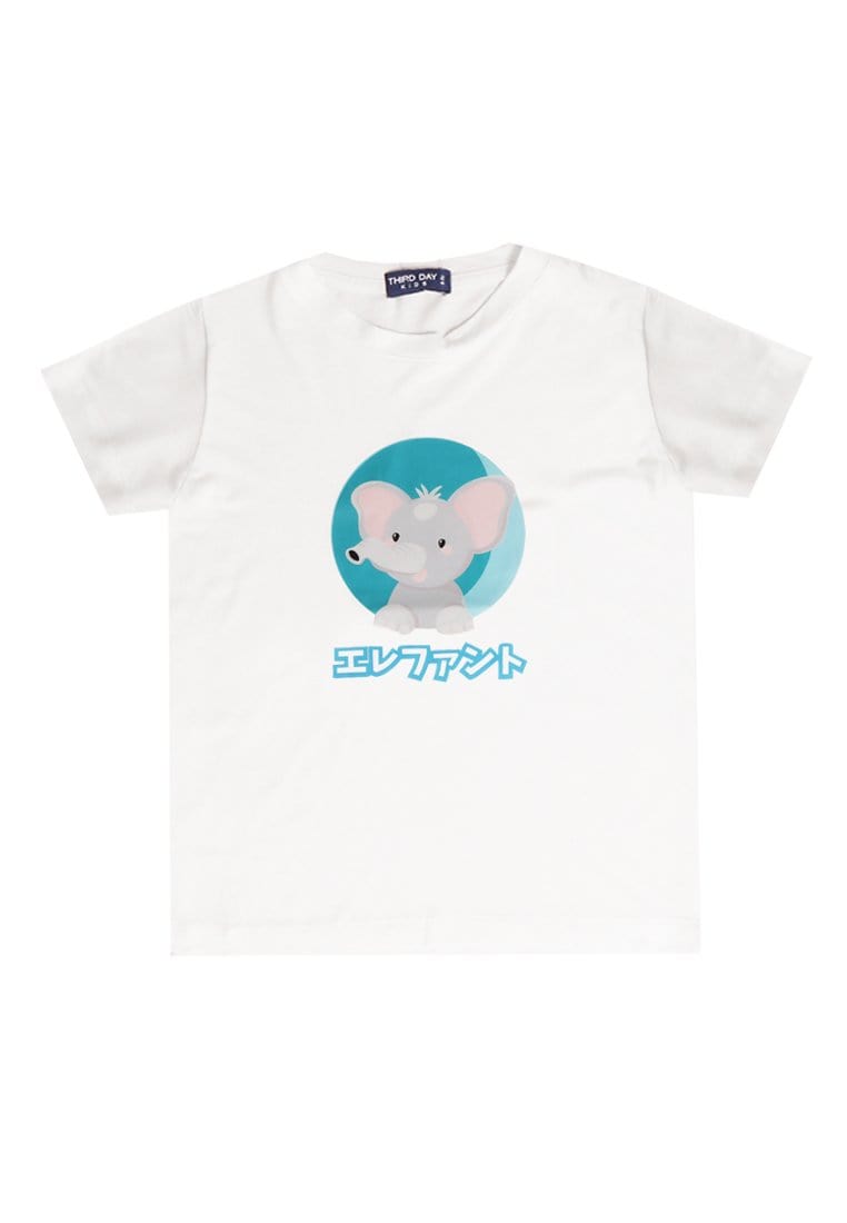 Third Day Kids KU007 kaos anak gajah katakana putih