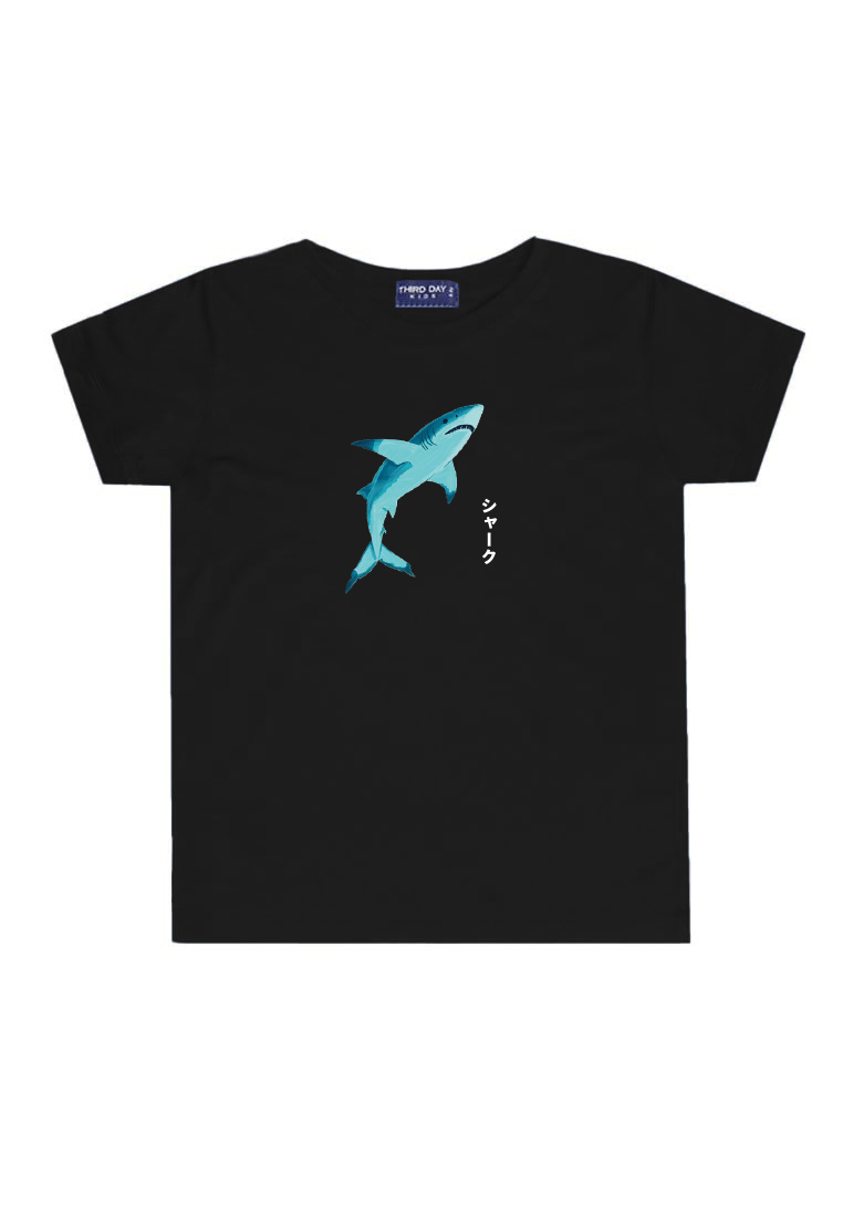 Third Day Kids KU041 Kaos Anak Bahan Adem Halus "ikan hiu" hitam