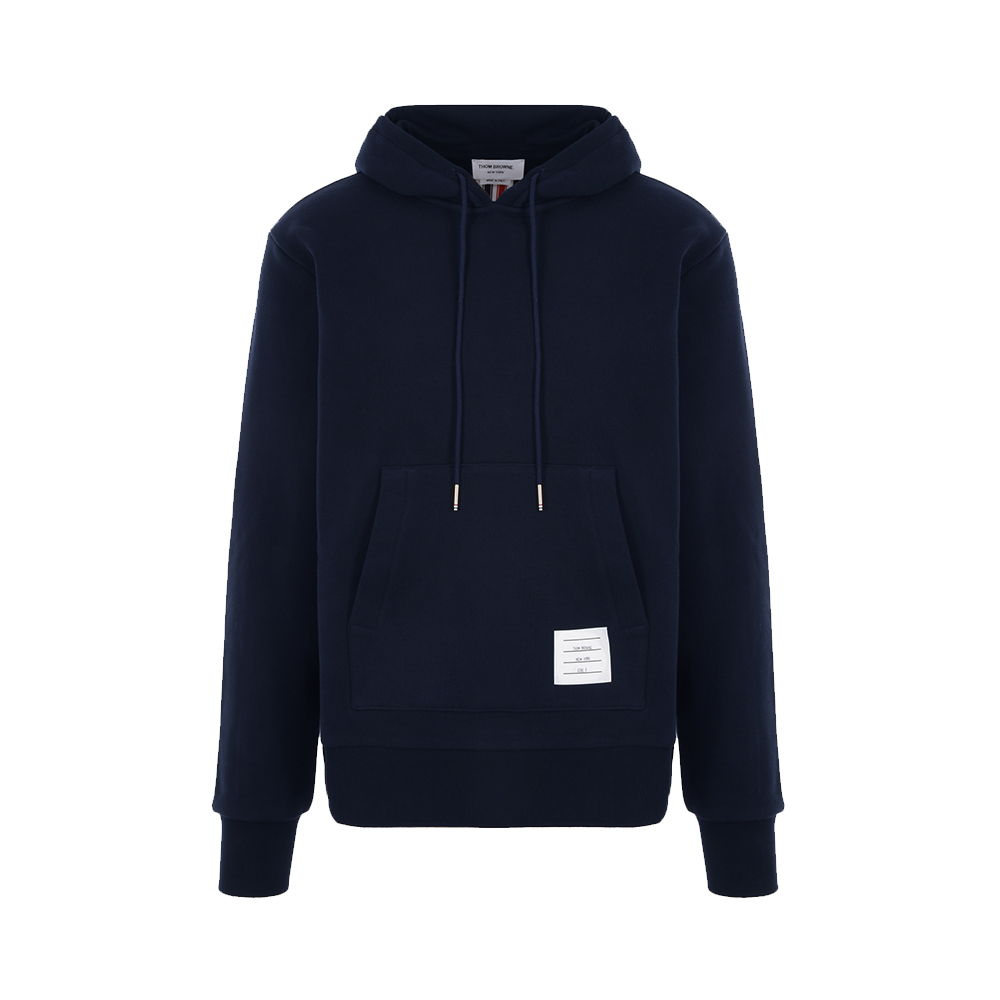 Thom Browne Center Back RWB Stripe Loopback Jersey Knit Hoodie Navy