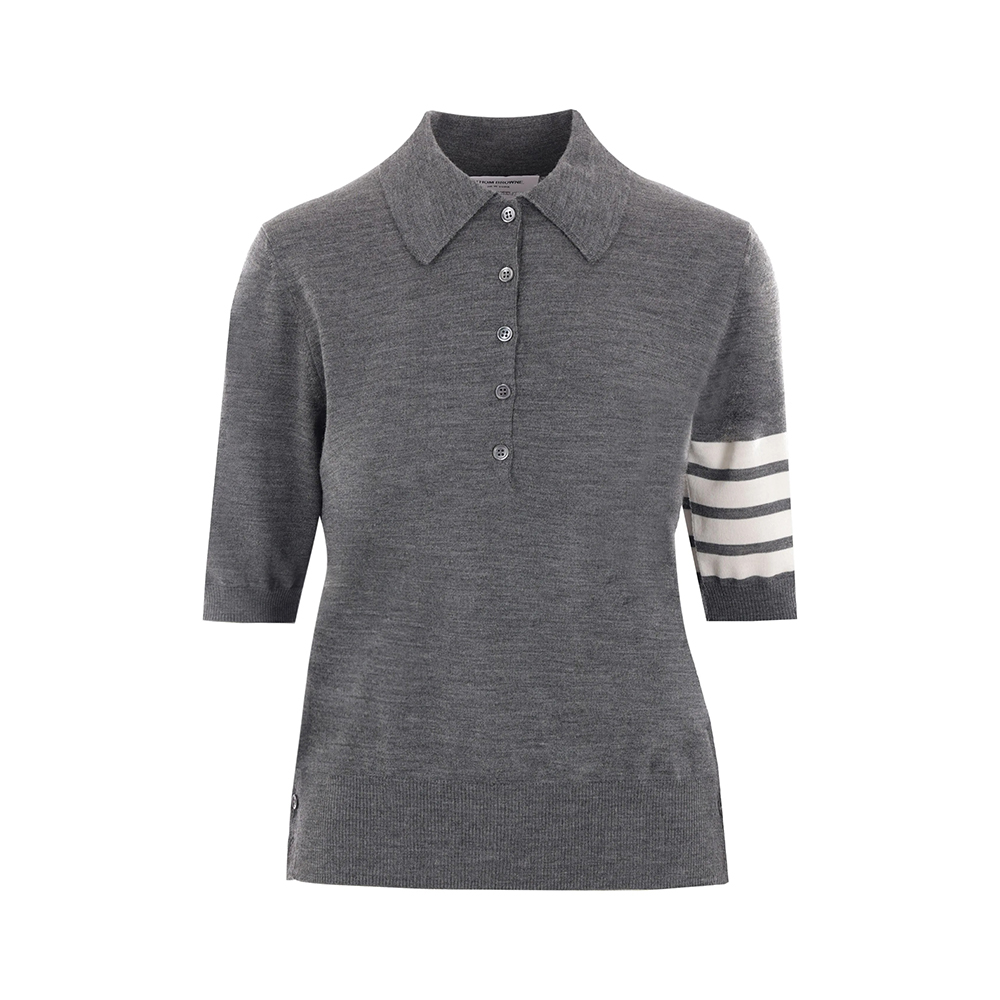 Thom Browne 4-Bar Wool Relaxed Polo Shirt Grey