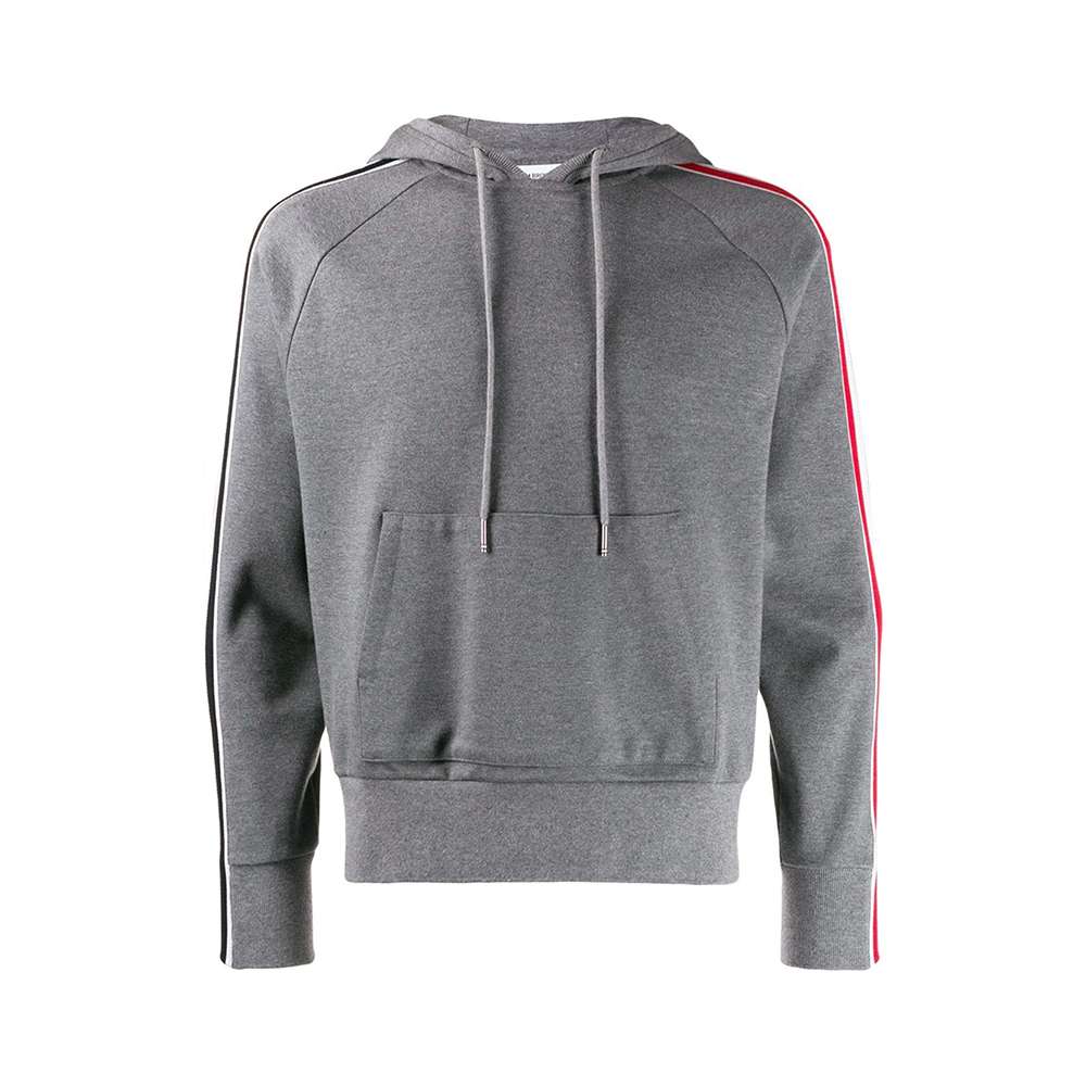 Thom Browne [4.4PRIL KEJUTAN HARGA] Interlocking RWB Stripe Hoodie Medium Grey