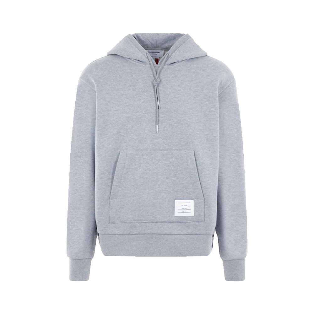 Thom Browne Center Back RWB Stripe Loopback Jersey Knit Hoodie Light Grey