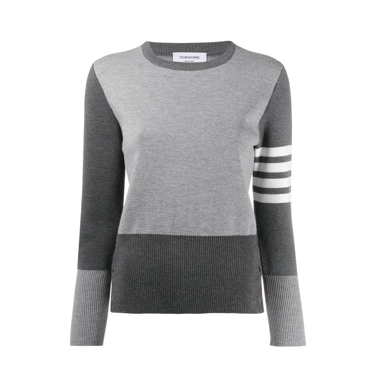 Thom Browne [4.4PRIL KEJUTAN HARGA] 4-Bar Milano Stitch Classic Crewneck Tonal Grey