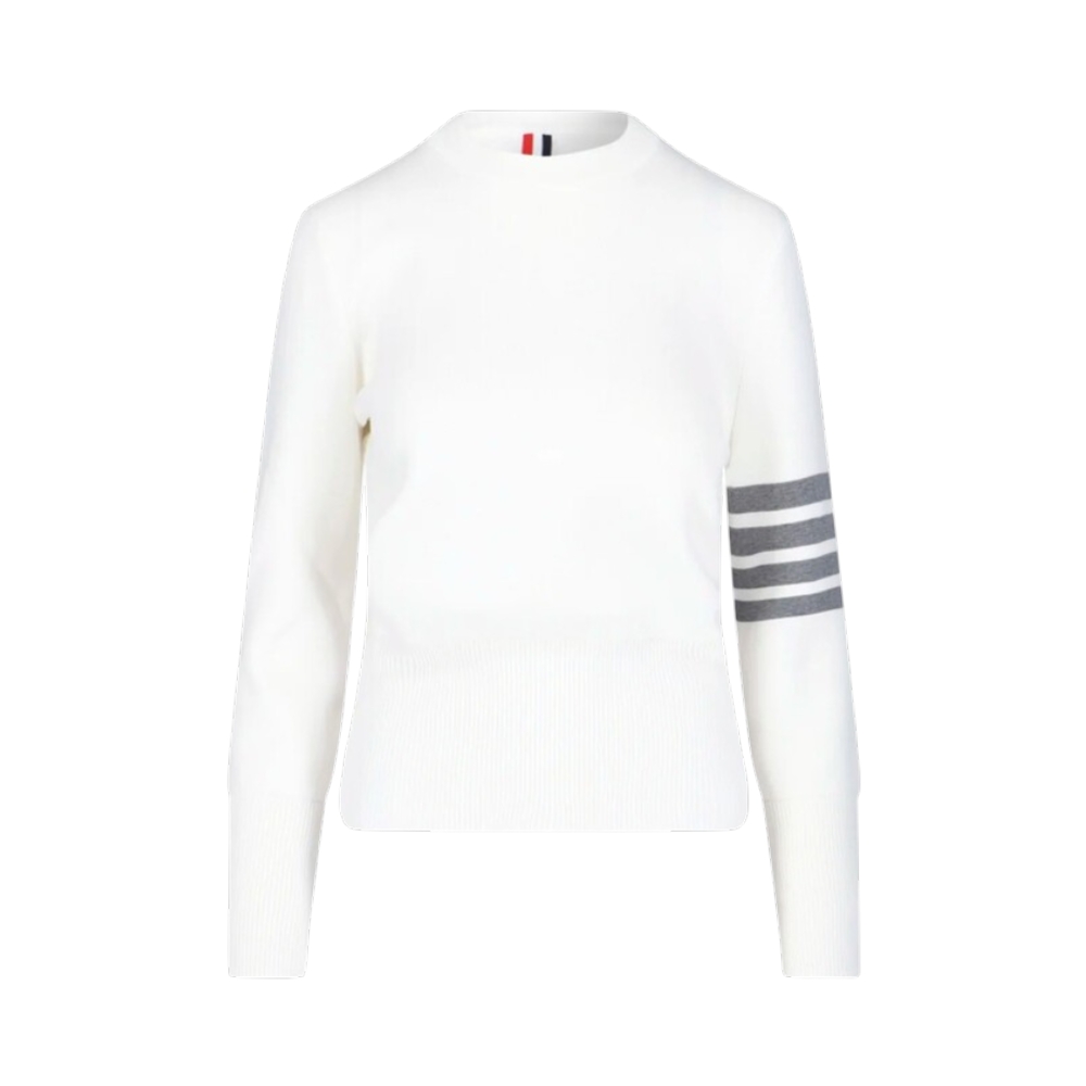 Thom Browne 4-Bar Crewneck Knitted White