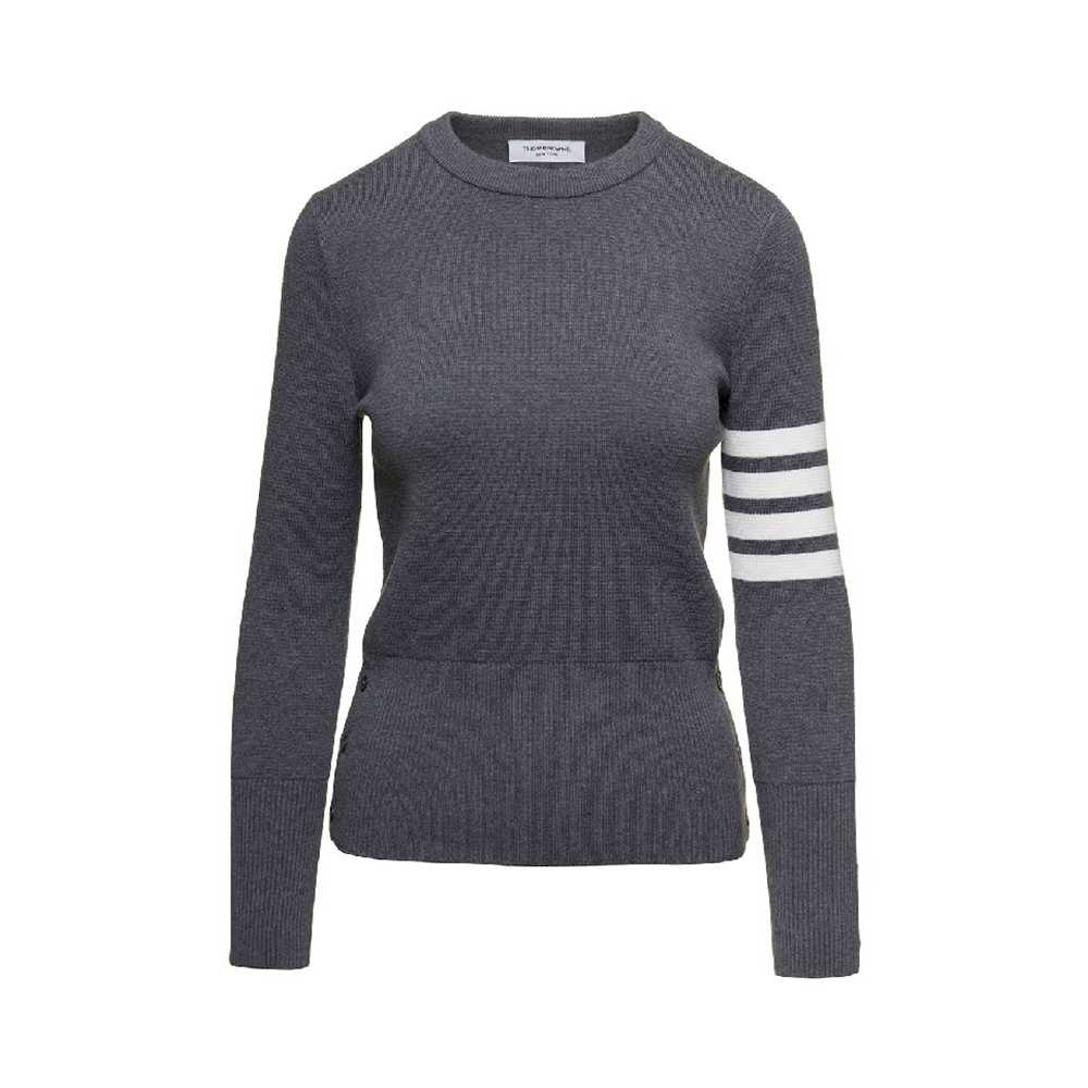 Thom Browne 4-Bar Crewneck Knitted Medium Grey