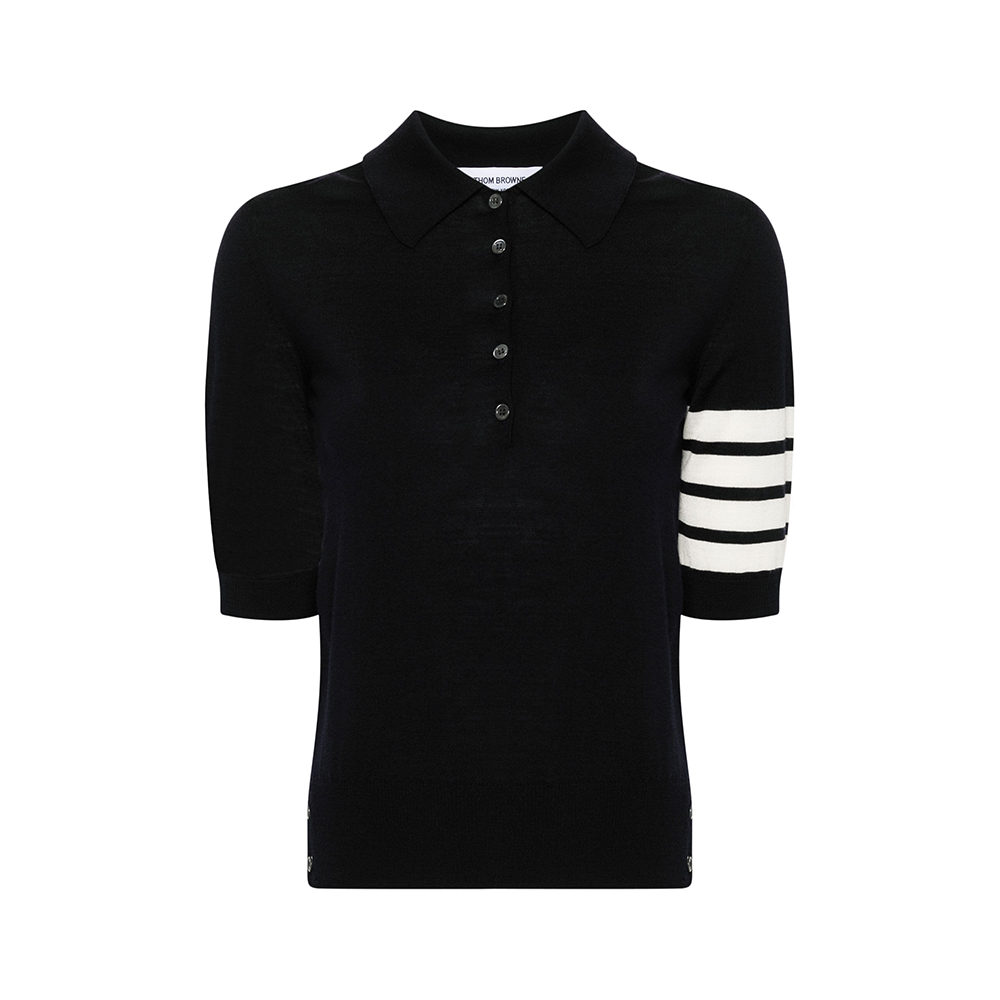 Thom Browne 4-Bar Wool Relaxed Polo Shirt Navy