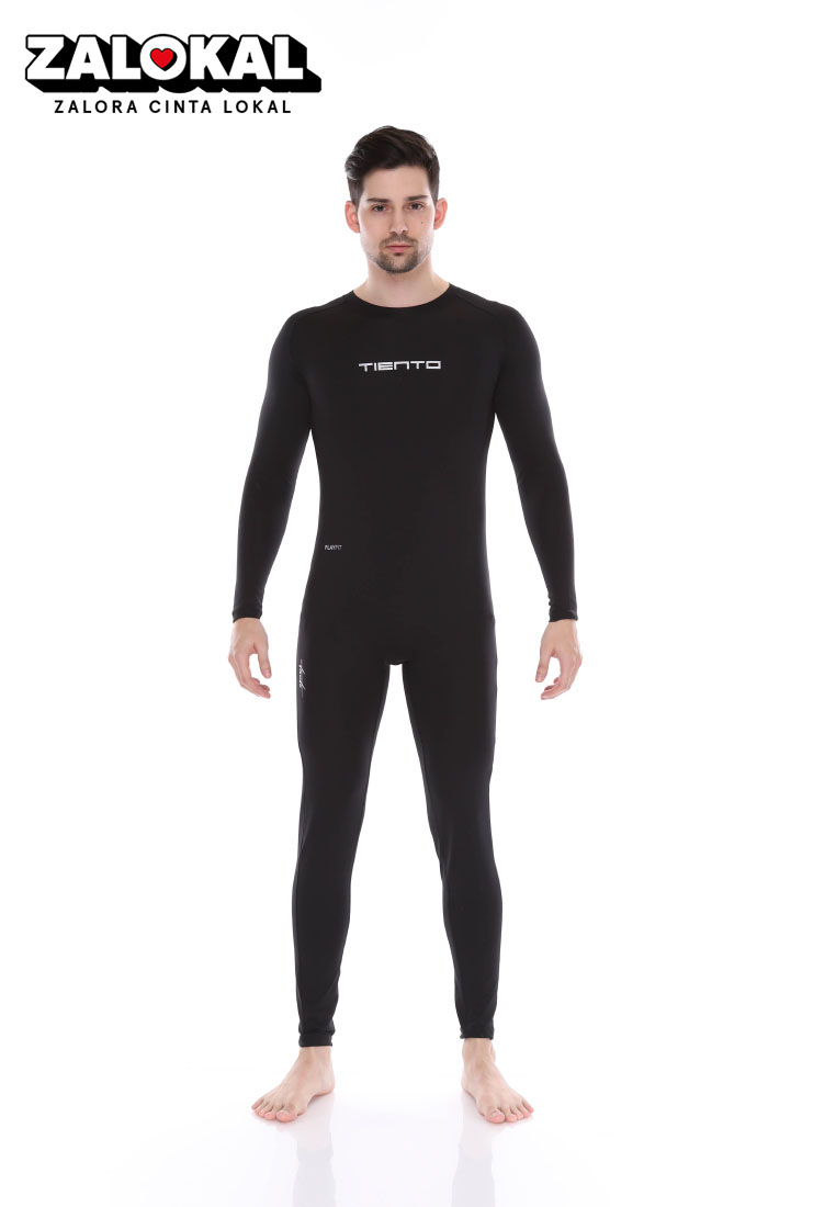 Tiento Wetsuit Swimwear Basic Black Baju Celana Pakaian Renang Snorkeling Surfing Diving