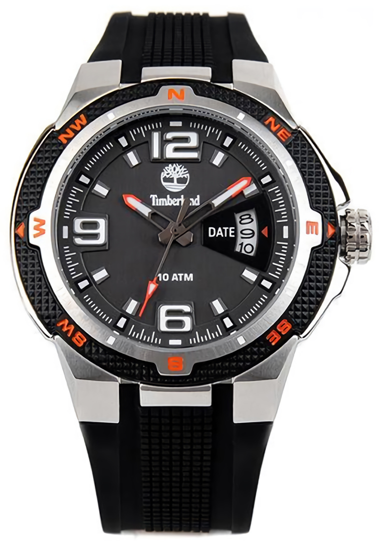 Timberland Watch Timberland - Jam Tangan Analog Pria - Silver - Black Rubber Strap - TBL 13852 JS-61