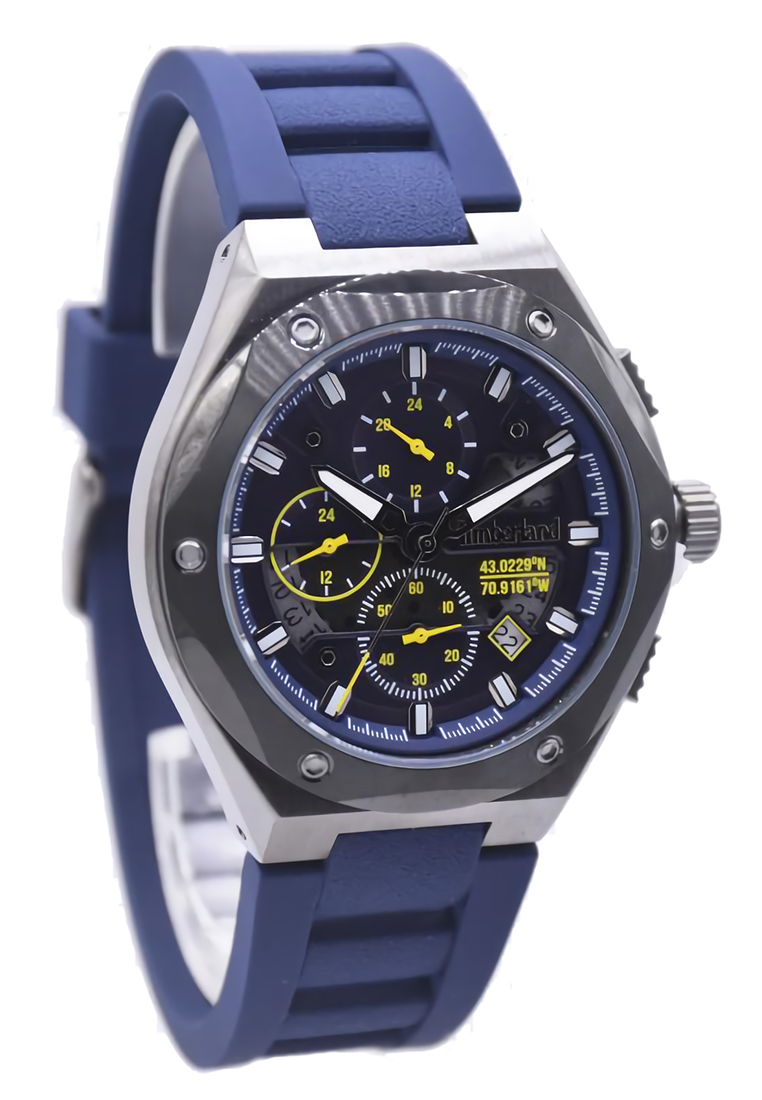 Timberland Watch Timberland - Jam Tangan Chronograph Pria - Black - Blue Rubber Strap - TDWQ2231201
