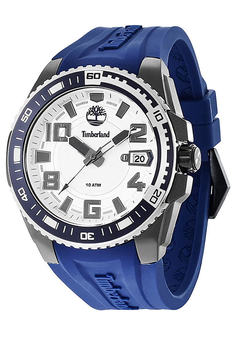 Timberland Watch Timberland Fayston - Jam Tangan Analog Pria - Black - Blue Rubber Strap - TBL.13900