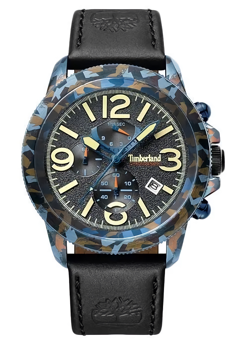 Timberland Watch Timberland - Jam Tangan Chronograph Pria - Black Leather Strap - TBL.15474JSBL-61